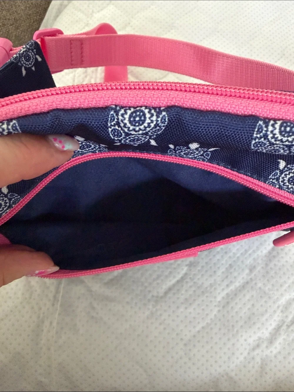 Vera Bradley Navy Turtle Print Crossbody with Pink Accents